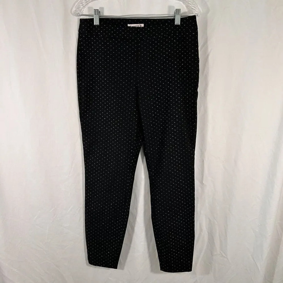 Nanette Lepore Pants Women's Medium Black Pull On Silver Metallic High Rise - Picture 1 of 9